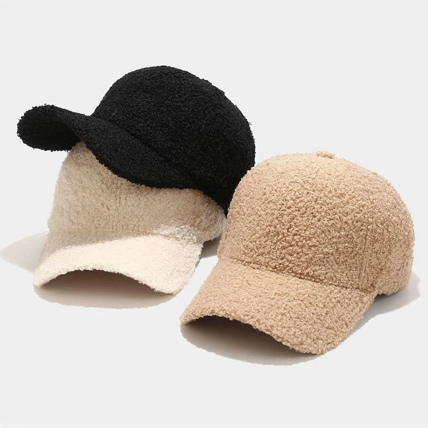 Cashmere Baseball Cap New Winter Windproof Lamb Wool Caps Warm Caps Women Men Plush Simple Hat Casual Comfortable Outdoor Hats