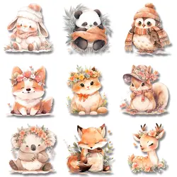 Raccoon Corgi Panda Owl Zebra Lion Fox  Frog Cartoon Animal Stickers Iron on Decals Stickers for Kids' Clothes DIY Appliques