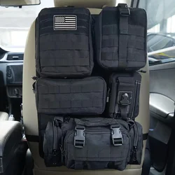 For All Car Rear Seat Tactical Backrest Wall Hanging Seat Back Organizer Molle Panel Storage Bag with 5 Detachable Pouch