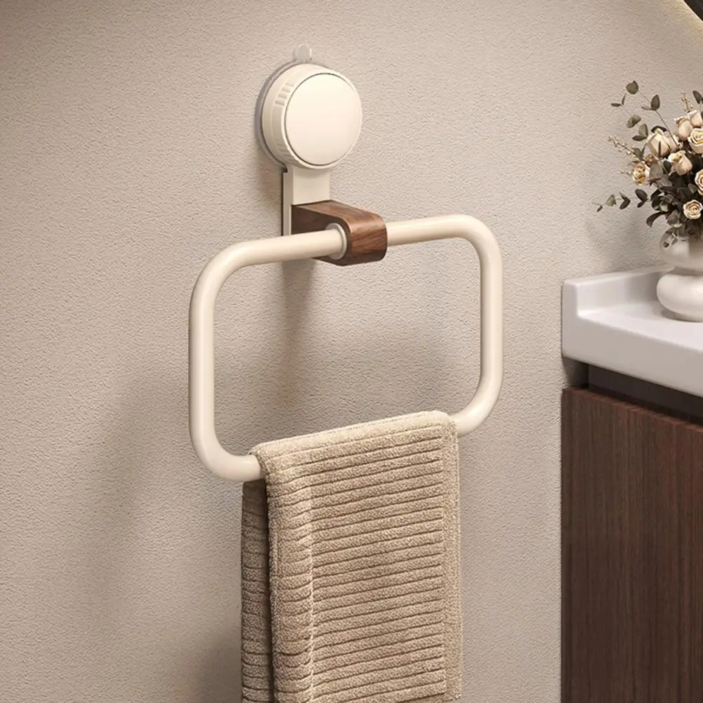 Anti-rust Towel Holder Hanging Towel Rack with Suction Cup Strong Load-bearing Bathroom Wall Mount Simple Installation Hand