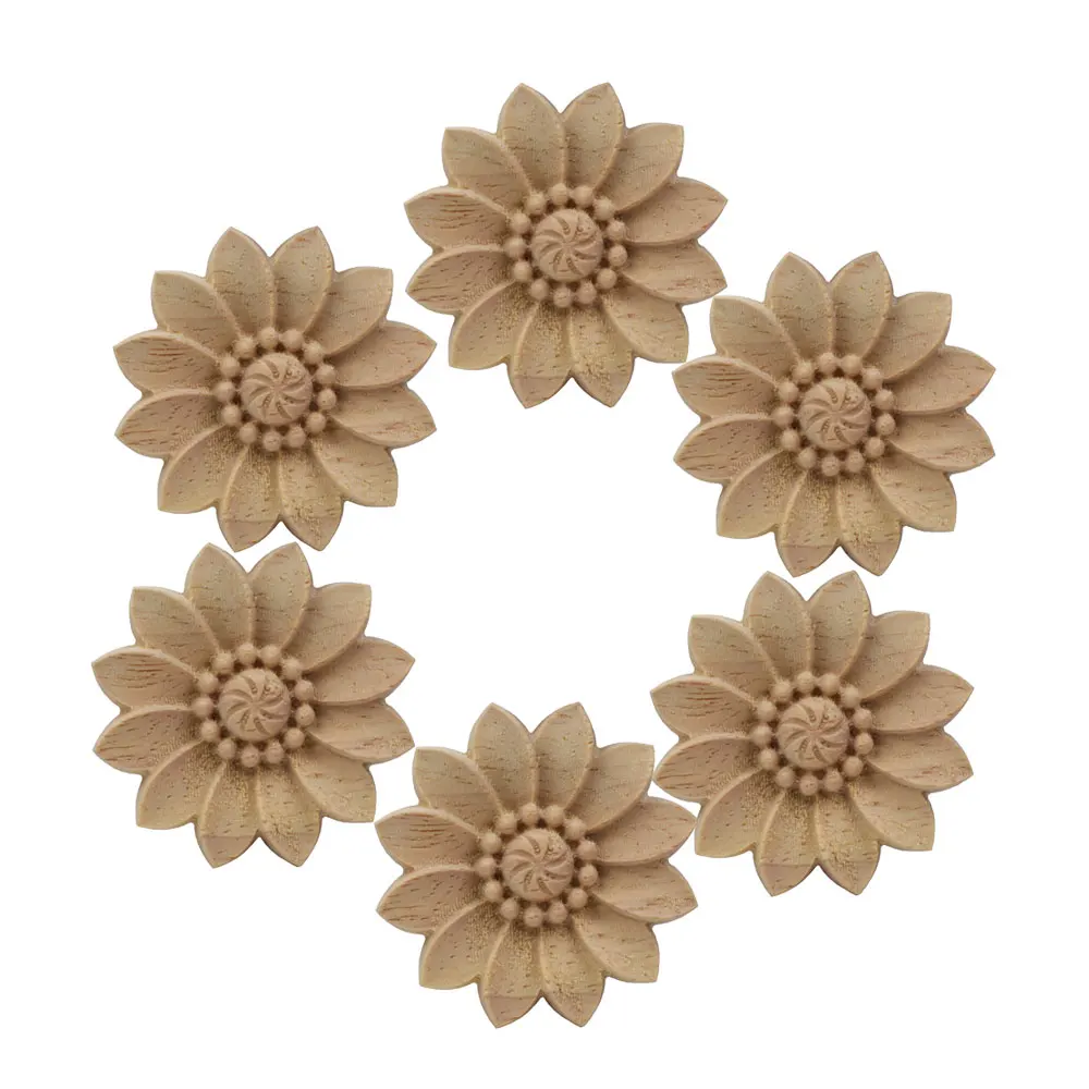

6/10 Pc European Wood Carving Home Wholesale Unpainted Wood Applique Wood Decal Door Cabinets Furniture Walls Wood Carving Decor