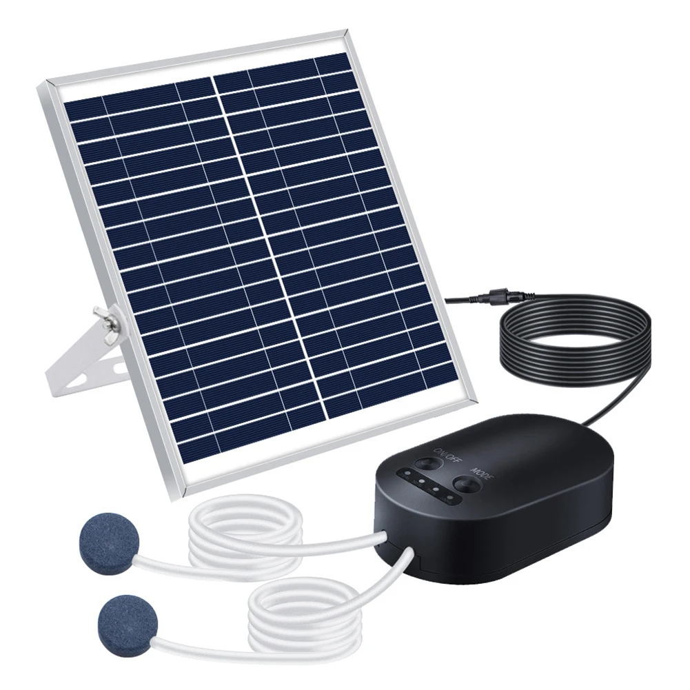 

Efficient 15W Solar Oxygen Pump with Adjustable Modes Includes Tube and Air Stones Great for Aquatic Environments