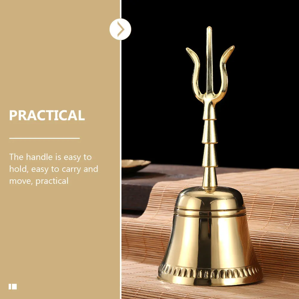 Hand Buddhism Hand Exquisite Long Handle Portable Copper Bell For Temple Home Decorative Bell Craft Gift