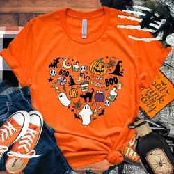 Women's Halloween Costumes Boo Pumpkin Love T-Shirt Men Women T Shirt Cosplay Clothes Streetwear Tee Shirt Plus Size Tops