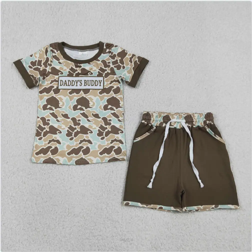 

Embroidery Daddy's Buddy Southern Camo Top Pockets Shorts Clothes Sets