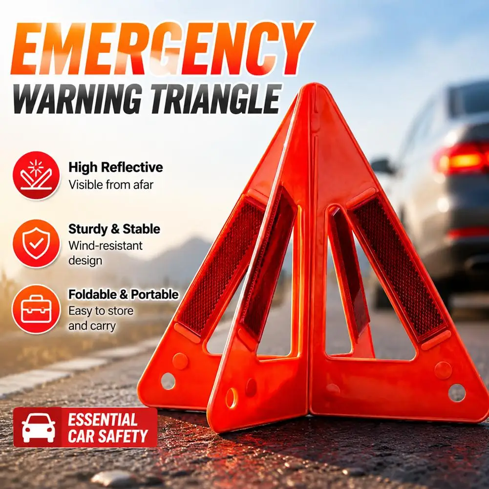 

Reflective Car Emergency Warning Triangle Red Foldable Traffic Warning Sign Portable Safety Car Breakdown Warning Sign