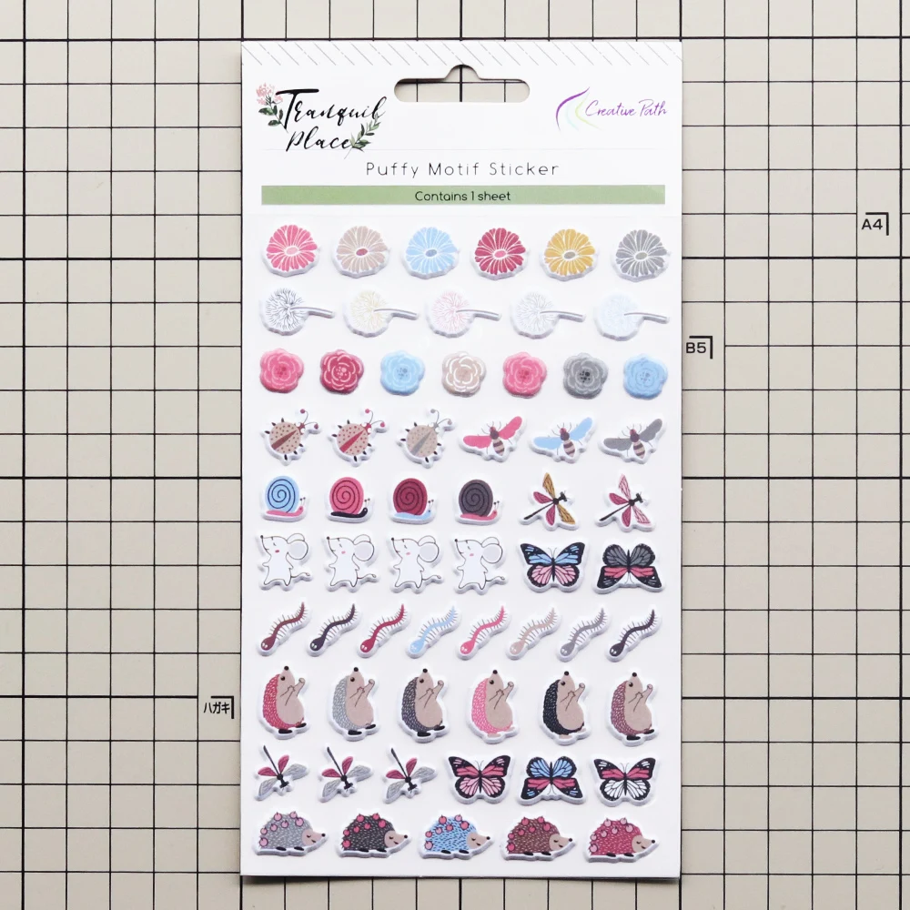 Creatief pad kleine schattige scrapbooking puffy stickers egeltje slak vlinder bloem decoratieve stickers voor journaling planner