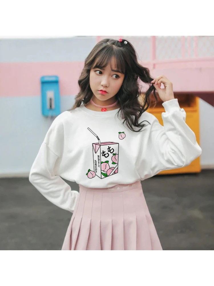 

Peach Juice Japanses Aesthetic Grunge Hoodie Women Streetwear Female Clothes Sweatshirts Pullovers Harajuku 90s Ullzang Hoodies