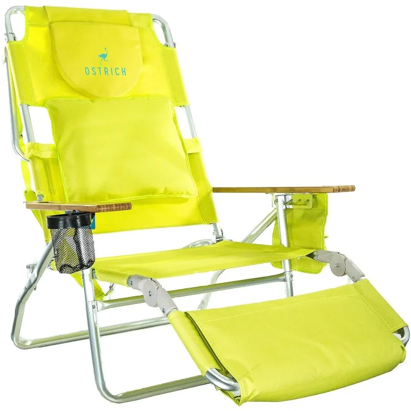 

Ostrich Deluxe 3 in 1 Beach Chair with Face Opening - Portable, Reclining Lounger for Tanning - Face Hole for Reading