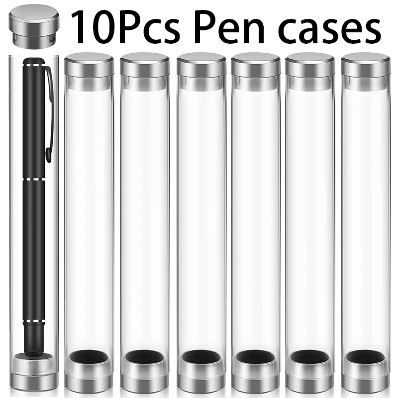 10Pcs Acrylic Pen Case Plastic Transparent Crystal Packaging Pen Case Signature Advertising Gift Pen Case