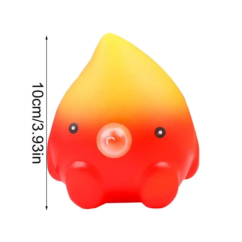 Fire Doll Fidget Toy Pinch Cute Fire Doll Spit Bubble Stress Balls 3.9inch Spit Bubble Small Fire Keychain For Children And