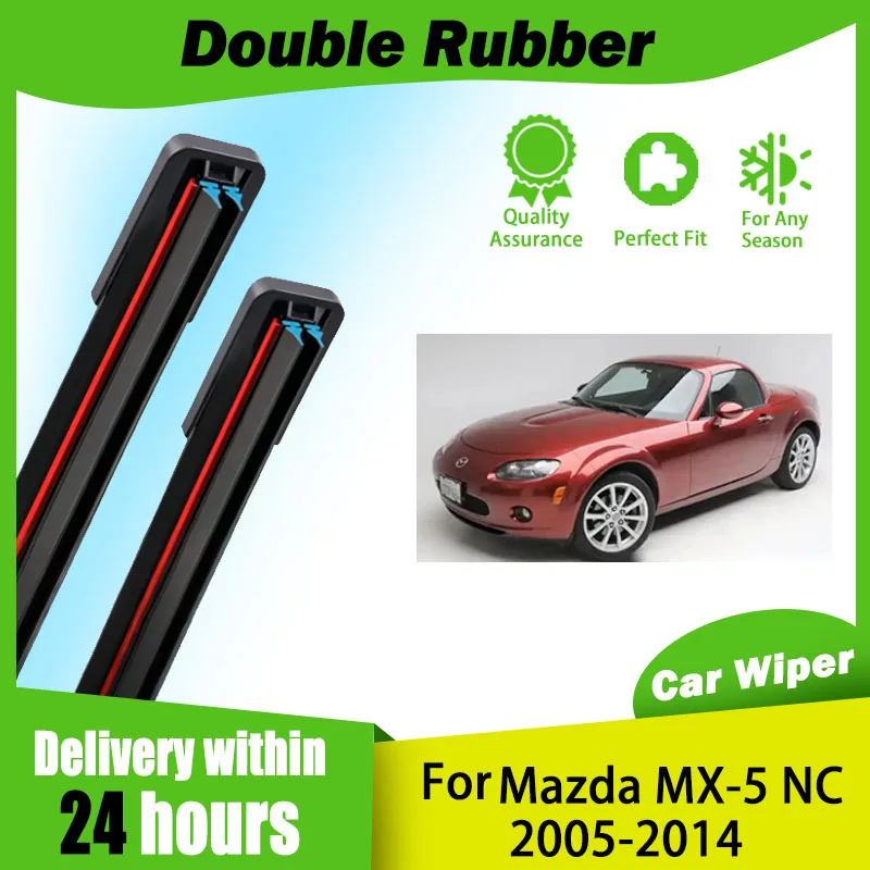 2pcs Car Front Windshield Wiper Blades For Mazda MX-5 NC 2005-2014 18"+18" Rubber Brushes Auto Replacement Accessories