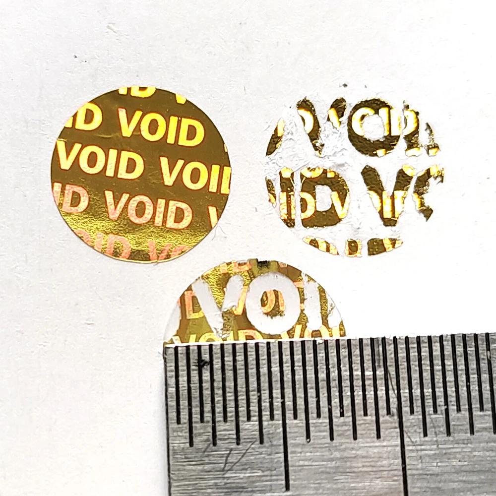 Imagem -03 - Gold Void Security Seal Stamp Anti-forging Safety Stamp Tamper Evident Label Garantia Adesivo Prova de Remoção Holograma Void mm 10000 Pcs