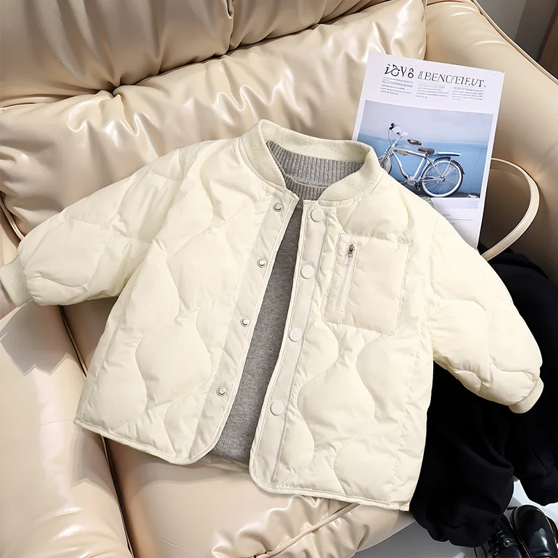 NEW Kids Boys Girl Autumn Winter Solid Color Rounded Neck Coat Warm And Windproof Down Jacket Kids Boys Girls Winter Jacket Warm