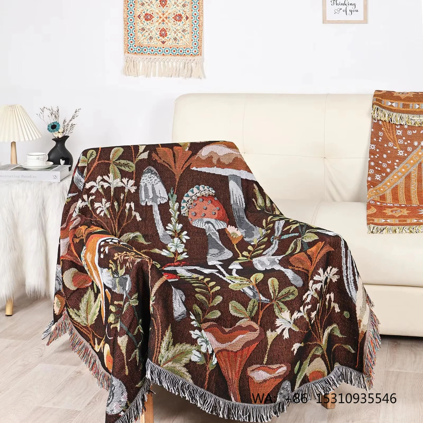 Custom Promotional Comfortable Bohemian Style Double-Sided Cotton Room Decoration Outdoor Double-Sided Blanket