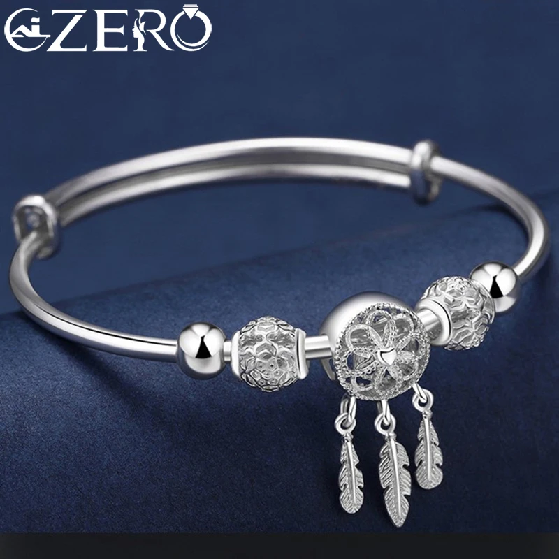 Atrapasueños de Plata de Ley 925 para mujer, pulsera de cuentas de la suerte con borla y plumas, joyería Original a la moda para fiesta y boda,