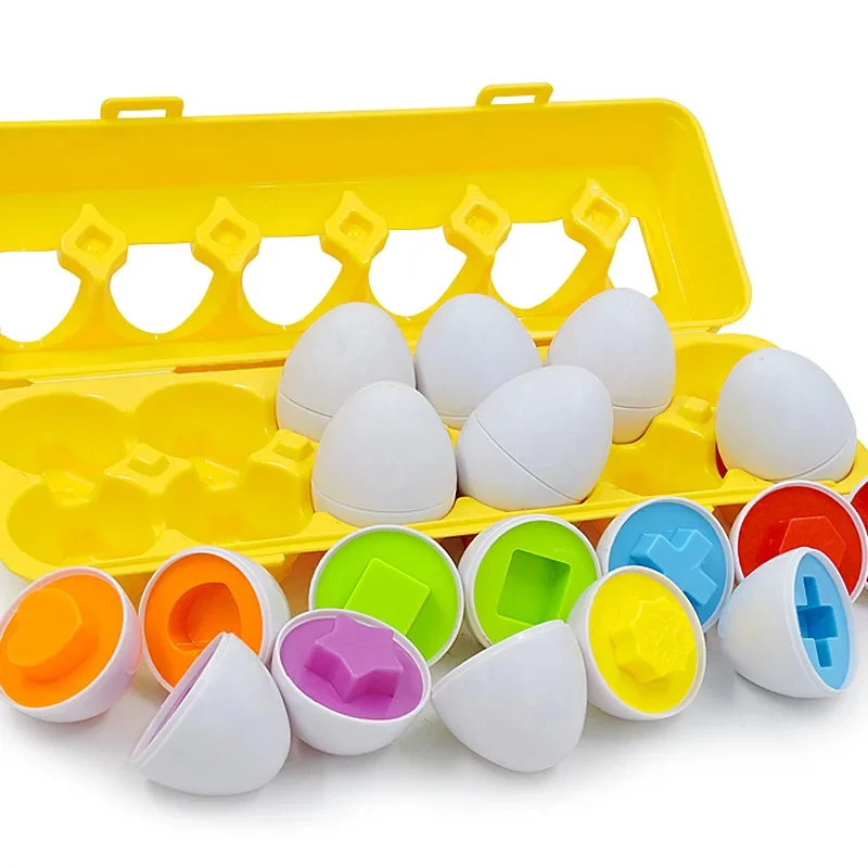 Montessori Eggs Puzzle Toys Baby Learning Toy Kids Math Alphabet Color Eggs Puzzle Shape Recognize Matching Toys Kid Egg Toy