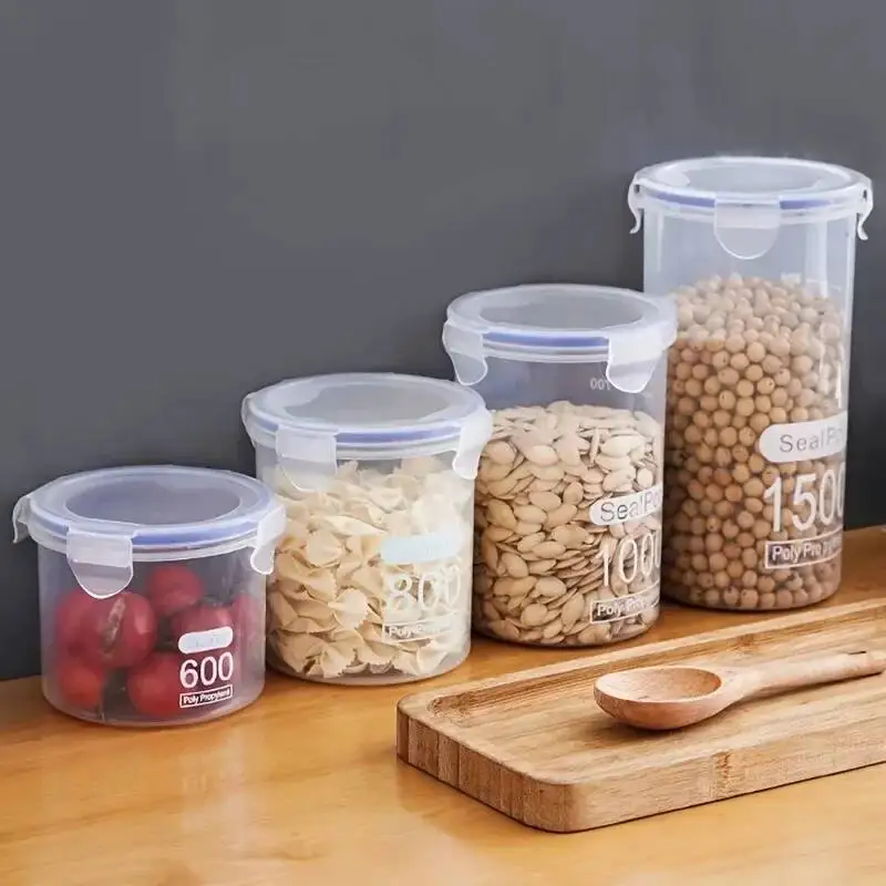

1Pc Plastic Grain Box Food Storage Jar Airtight Tank Container Home Kitchen Organizer