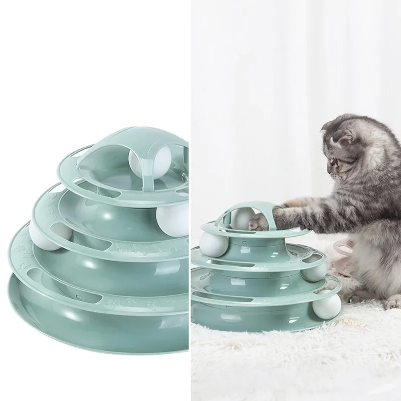 New 3/4 Levels Cats Toy Tower Tracks Cat Toys Interactive Cat Intelligence Training Amusement Plate Tower Pet Products Cat Tunne