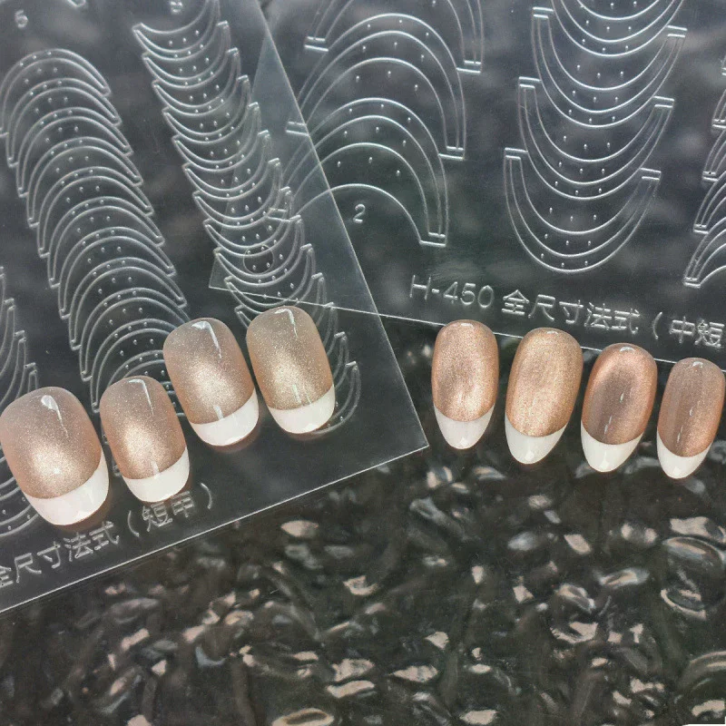 Fully Transparent Hollow French Nail Stickers Spray Painting Stencil French Edges Templates Adhesive Auxiliary Tool