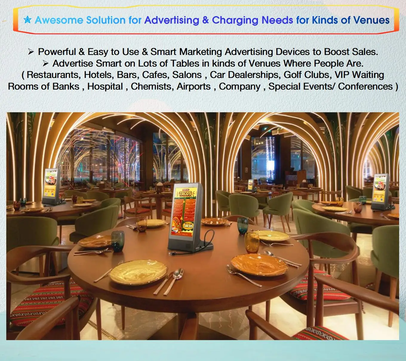 Innovative Restaurant Table Stand Android Order Advertising Digital Menu Food Drinks Brand Display Tablet Kiosk Media Player