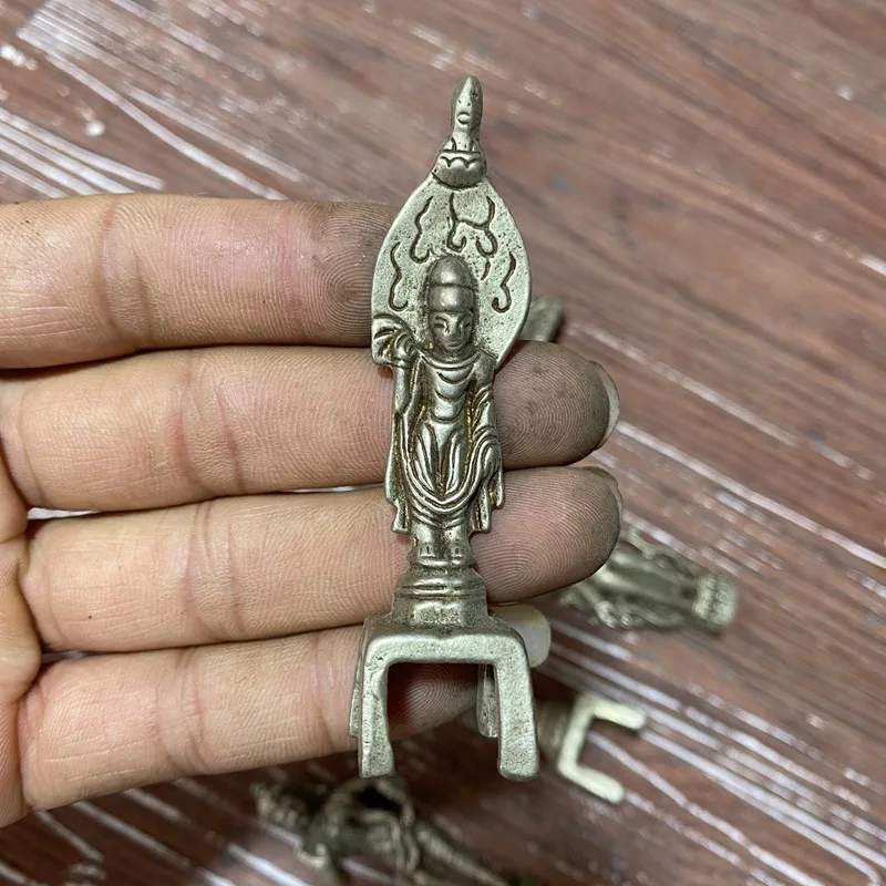 Antique White Copper Thousand-Hand Kwan-Yin Ornaments Domestic Ornaments Tibetan Buddha Ornament