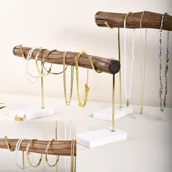 Necklace Display Pendant Display Organizer Jewelry Display Storage Rack Bracket Window Display Natural Wood And Marble Base
