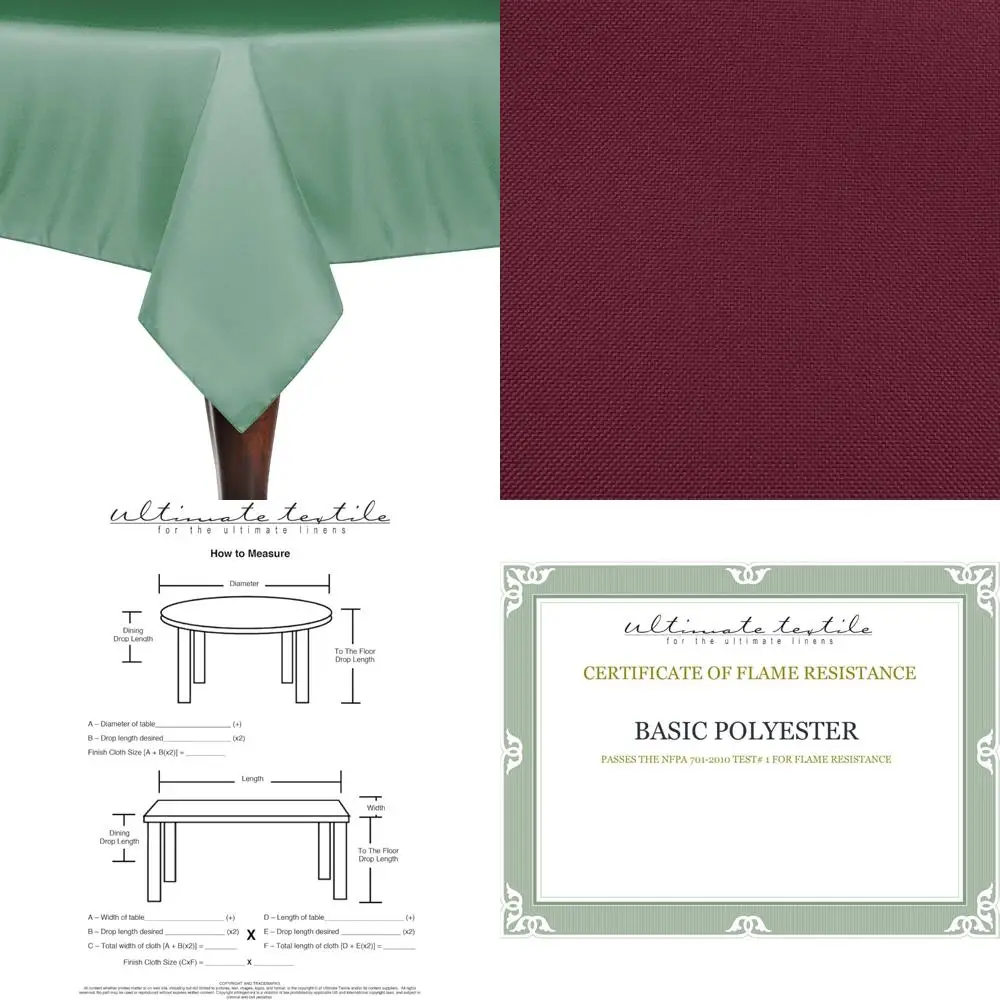 

Polyester Linen Tablecloth Set of 5, 72 x 72 Square, Light Green, Seamist Shade, Durable for Events and Parties