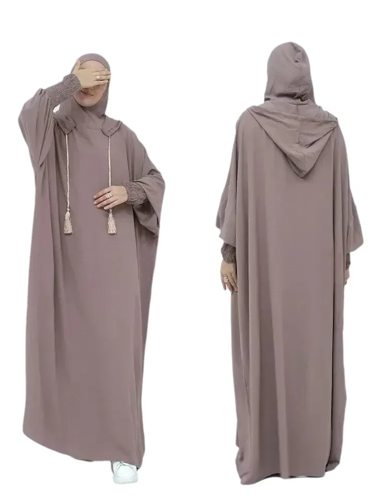

New Dubai Middle East Saudi Türkiye Solid Muslim Women's Gown Dress Breathable and Comfortable