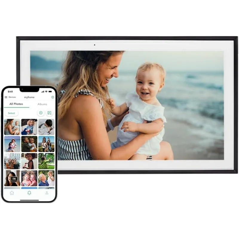 

Frame - WiFi Enabled with Load from Phone Capability, Touch Screen Digital Photo Frame Display - Customizable Gift for Friends