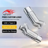 USB-C Memory Stick TYPE-C USB Flash Drive 64GB OTG 2 in 1 Silver Pen Drive 32GB Business Gift Pendrive Rotatable U Disk 16GB 8GB