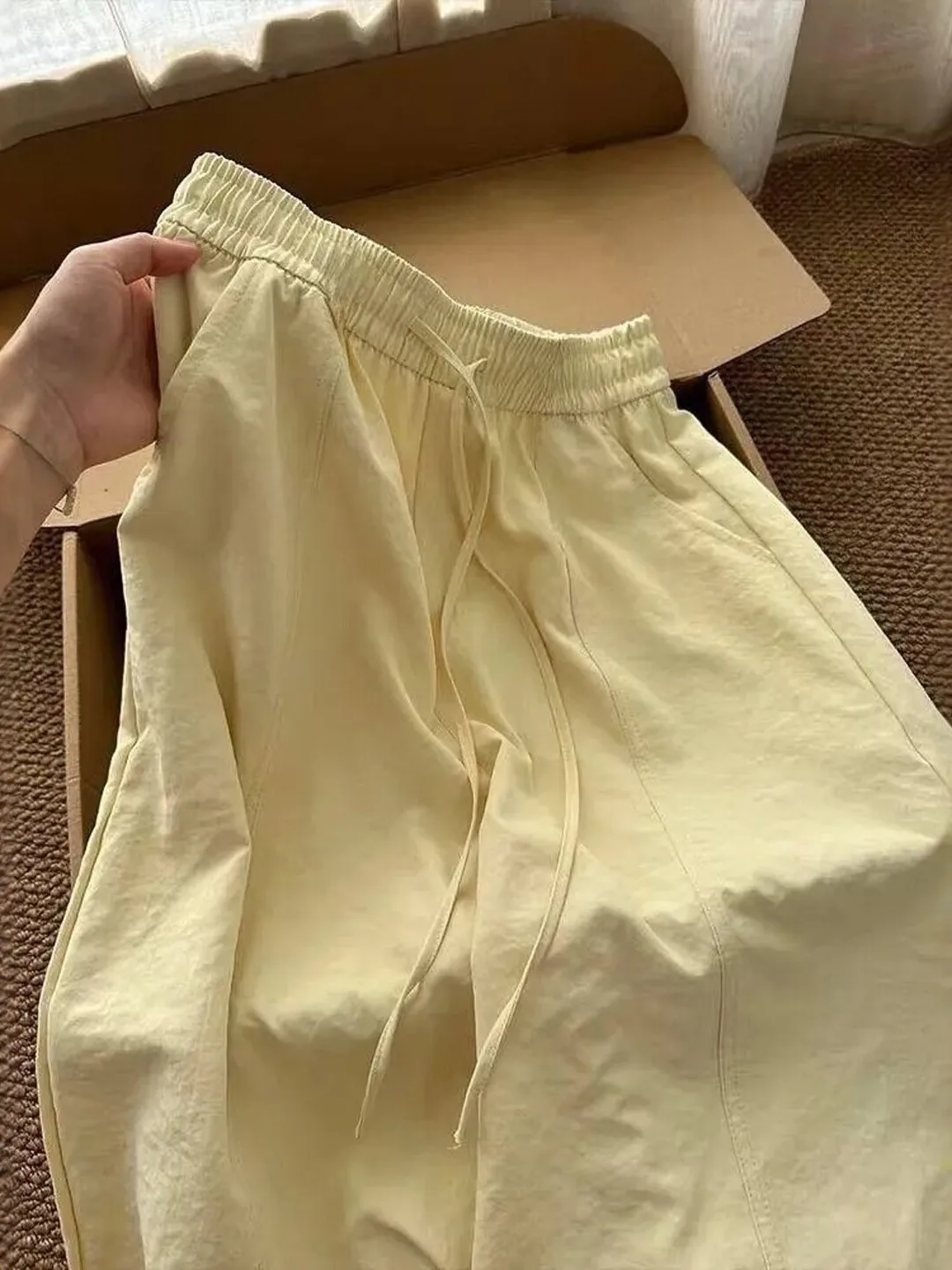 

Брюки с высокой талией и широкими штанинами, повседневные, в стиле пэчворк, свободного кроя, больших размеров, из искусственной кожи, с эффектом похудения, для женщин