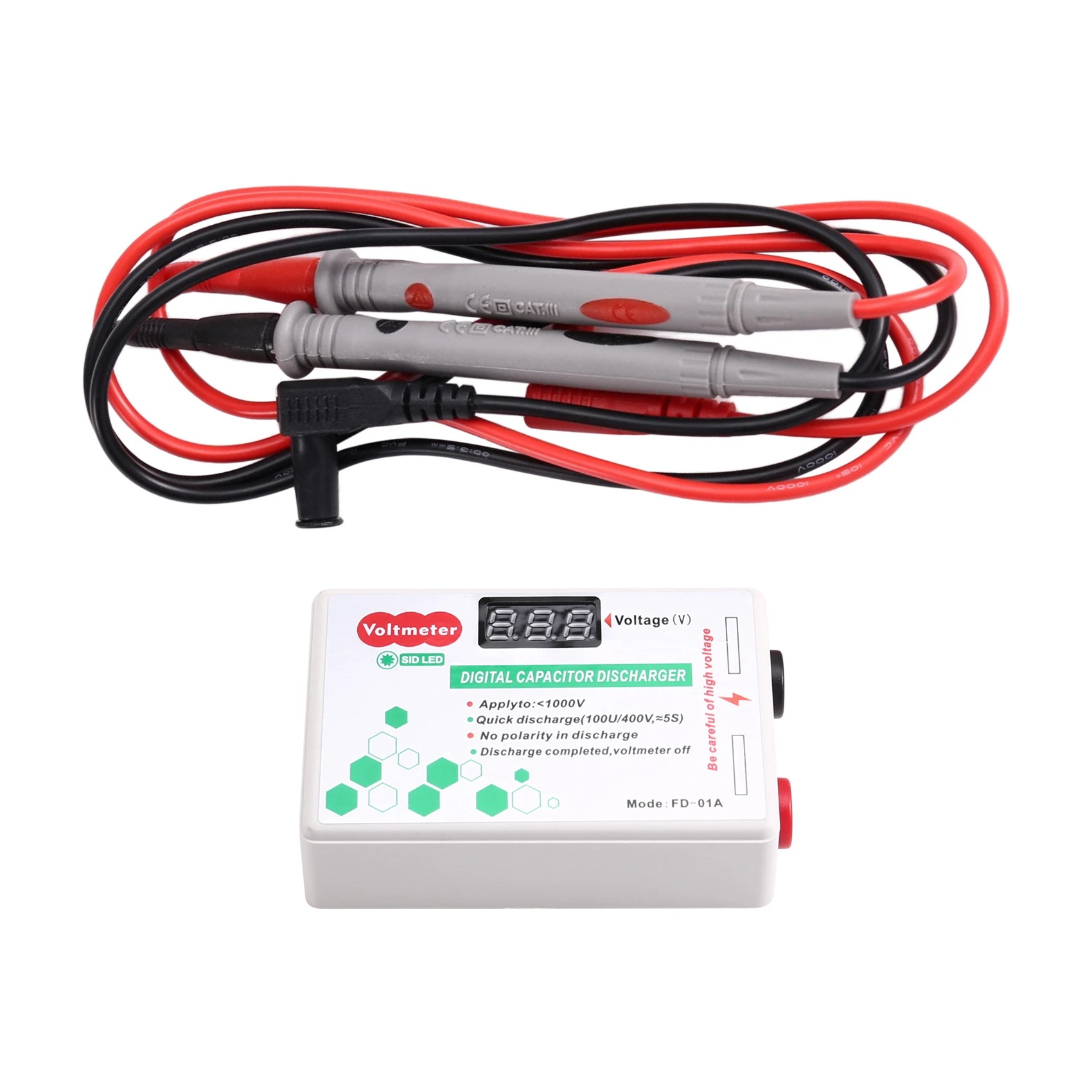 ZIZI Fast Discharge Digital Capacitor Discharger 10-1000V Voltage Tester Protection For Electricians Test