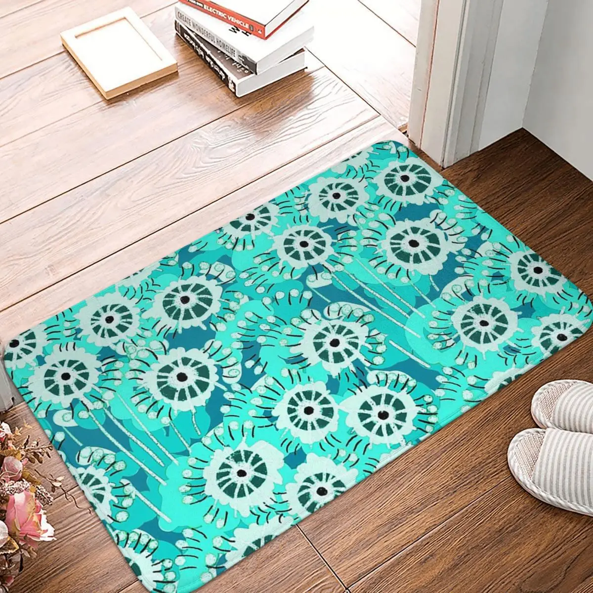 

Alpine Flowers,Turquoise Version Non-slip Doormat Floor Mat Cushion Carpet Rug for Kitchen Entrance Home Bedroom Footpad Mats