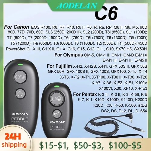Control remoto inalámbrico de 2,4 Ghz sin retardo para cámara DSLR EOS Rebel T7 T6 T5i T6i T7i SL3 90D 80D 77D G10 SX50HS