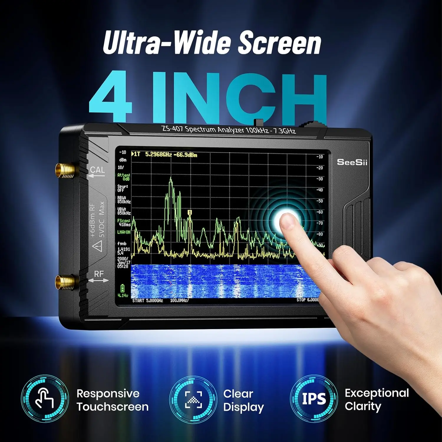SeeSii TinySA Ultra + ZS407 7.3 جيجا هرتز محلل الطيف HW V0.5.4 100 كيلو هرتز-7.3 جيجا هرتز محلل التردد الصغير 2 في 1 مولد إشارة الترددات اللاسلكية