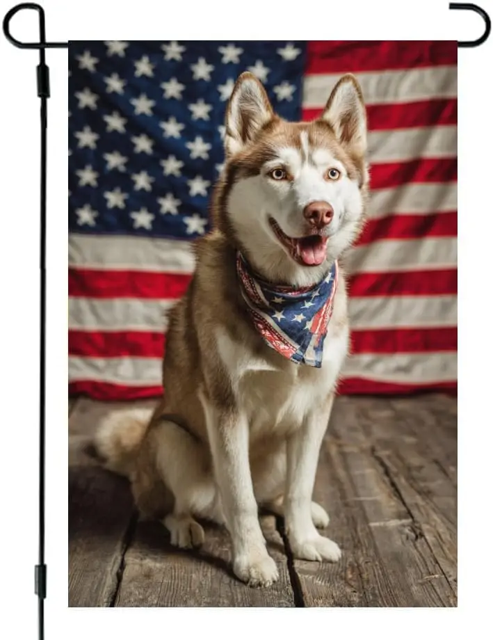 Patriotic 4th of July Garden Flag Husky Welcome Fourth of July Independence Day Memorial Day Yard Flag Summer Outdoor Decora kkz