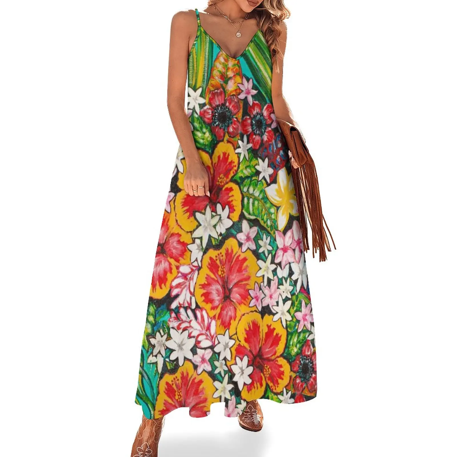 

Alternative Tribute to Melanin #1- Flowers only Sleeveless Dress prom dresses Women's summer suit