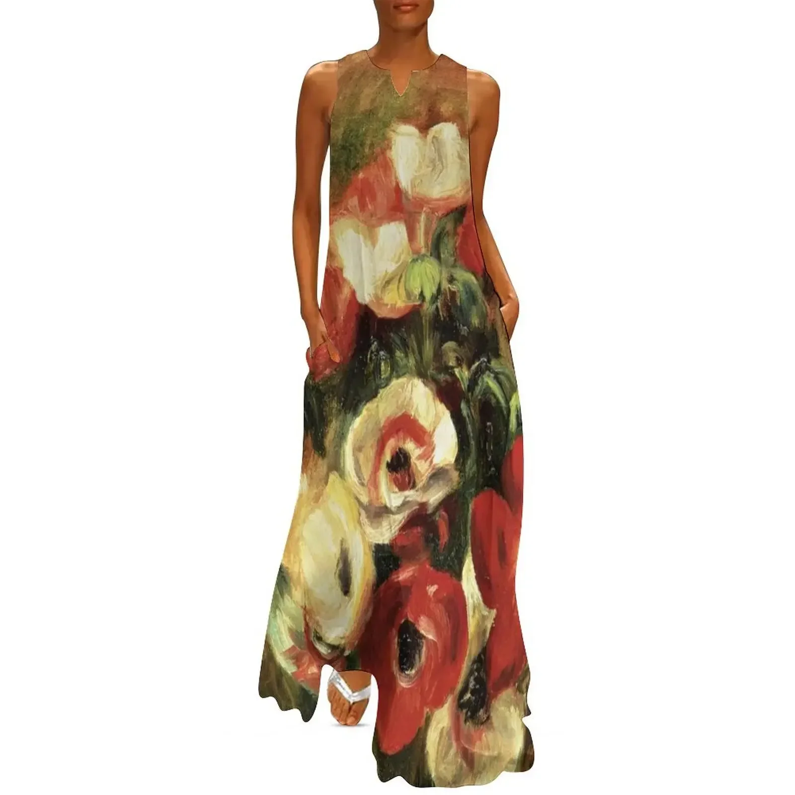 

Vintage Pierre Auguste Renoir Anemones Fine Art Long Dress summer dresses Woman dresses Woman clothes Dress