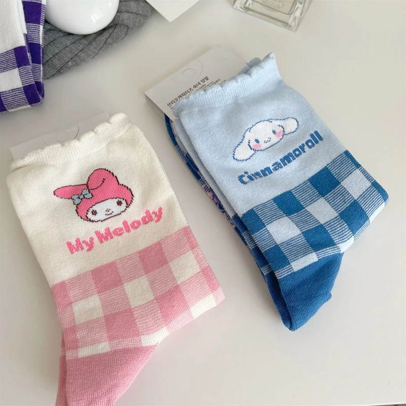 1 Pair Cinnamoroll Hello Kitty Kawaii My Melody Kuromi Cartoon Anime Children Infant Cotton Warmer Sock Gifts Girls Sanrio Socks