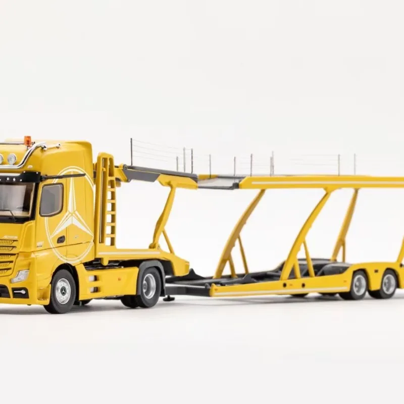 

1/64 Actros double-decker car transporter trailer die-cast alloy car model in stock, boys' toys, adult collectible ornaments.