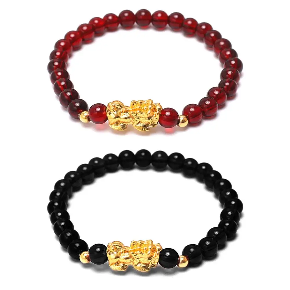 Fengshui Bracelet Natural Obsidian Stone Beads Bracelets For Women Men Wealth Good Luck Men's Prayer Feng Shui Bracelet