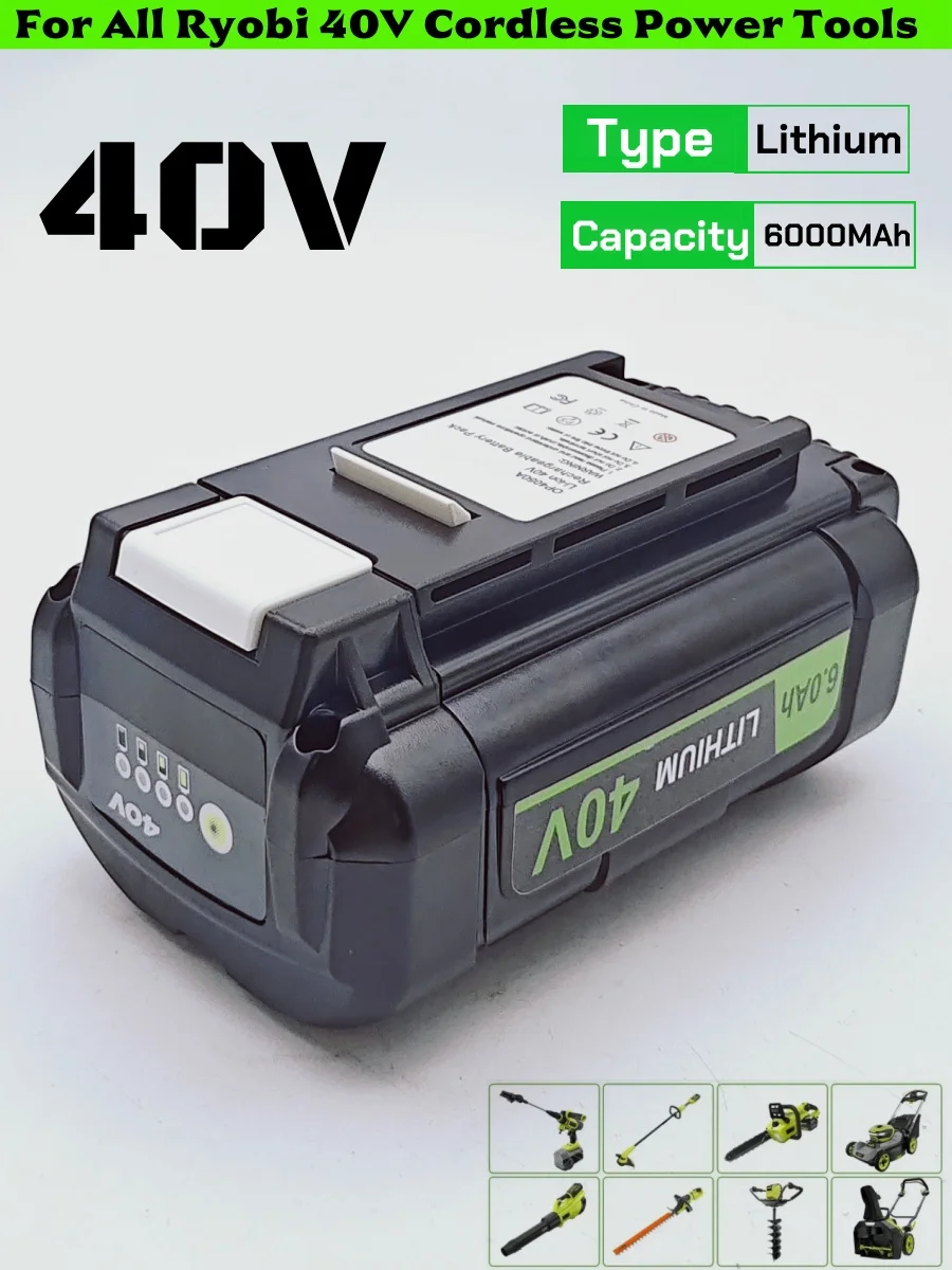 

Для Ryobi 40 В литий-ионный аккумулятор 6,0 Ач OP4030 OP4040 OP4050 OP400Акумулятор для беспроводных электроинструментов
