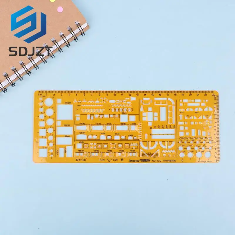 1PC Template Ruler Professional Architectural Template Ruler Drawing Stencil Measuring Tool Students Ruler