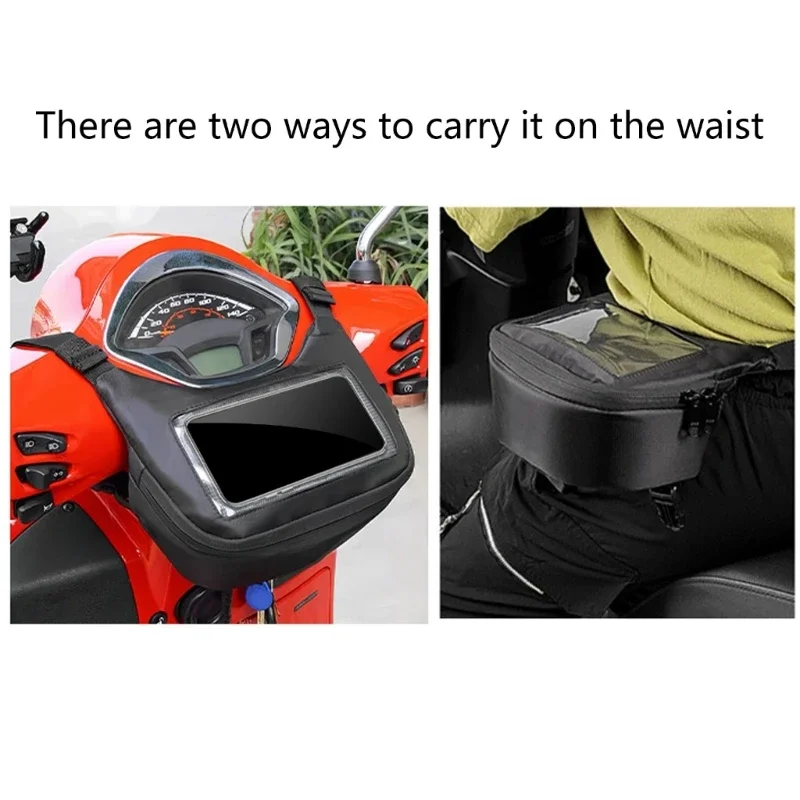 1PCS Motorcycle Scooter Handlebar Tunnel Front Storage Bag Phone Navigation Pocket Suitable for Outdoor Activities