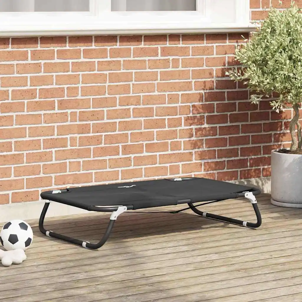 Schwarzes Hundebett, mittellanges, erhöhtes Stuhlsofa aus Oxford-Stoff und Stahl, mehrere Größen mit gemütlicher Unterlage, wasserdichtes Haustierhockerbett