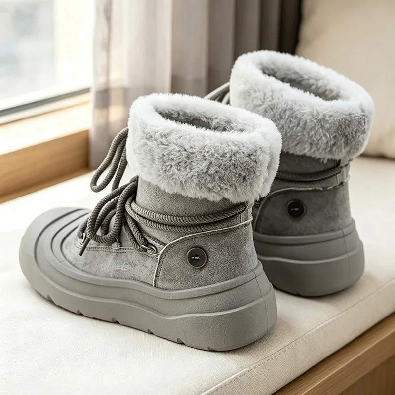 Men women's padded casual Wide toe cotton boots winter new warm plush couples anti-slip light comfort outdoor snow walking boots
