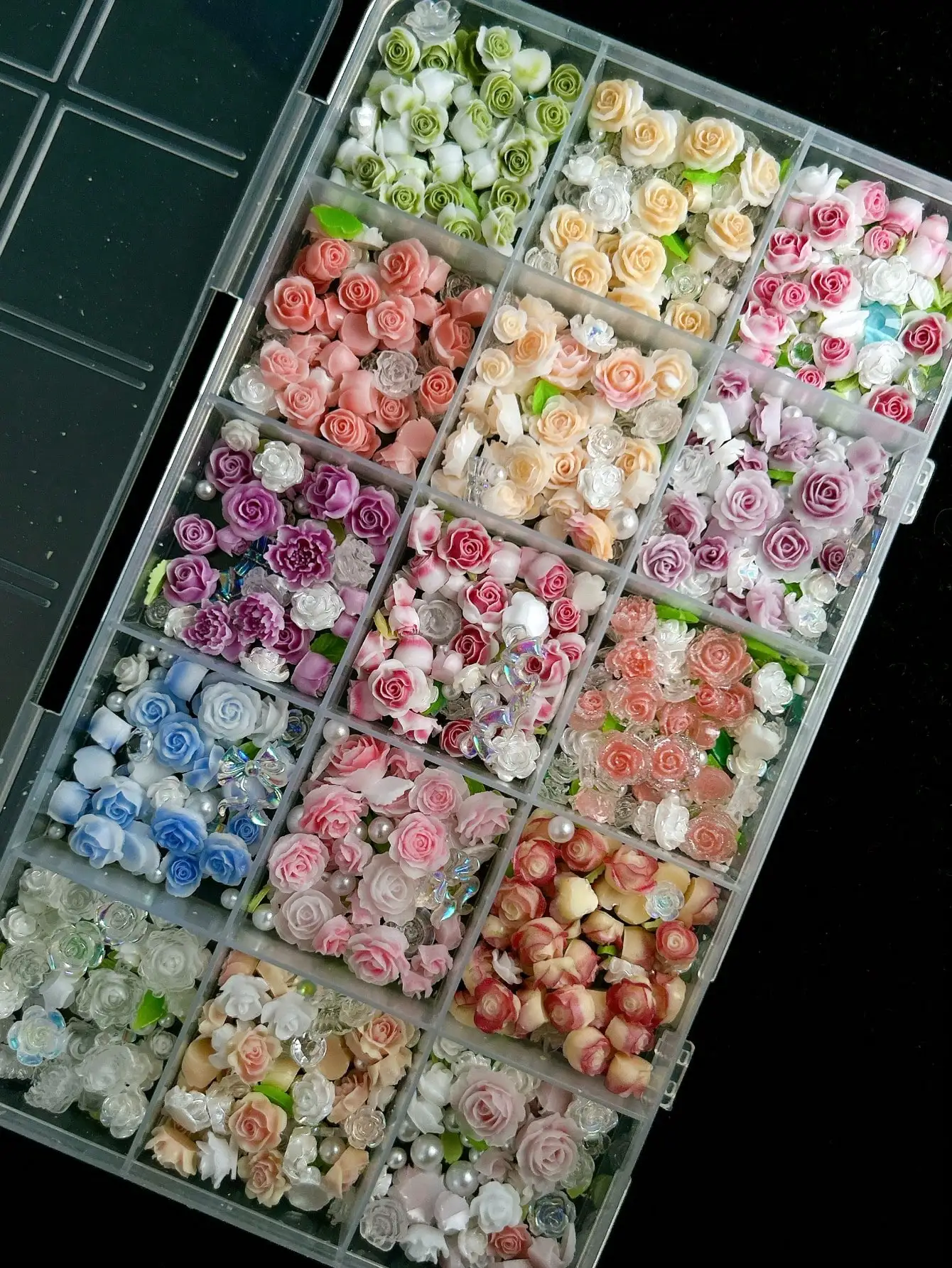 

Double-Color Camellia Peony Resin Nail Charms For DIY Manicure Crafts