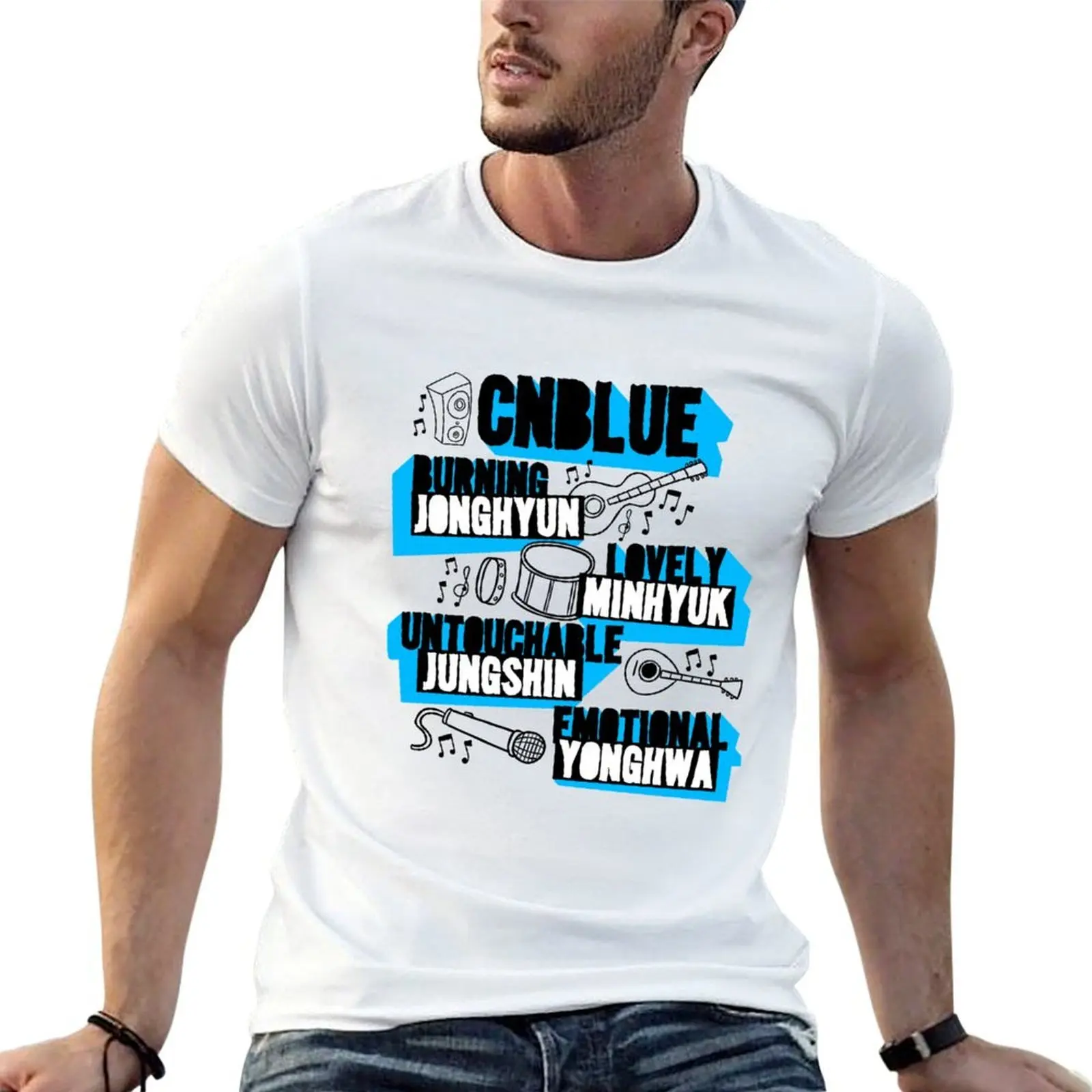 Camiseta CNBlue Doodle, camiseta para hombre, camiseta de marca de lujo 100% algodón para hombre, camisetas de algodón, camiseta de alta calidad