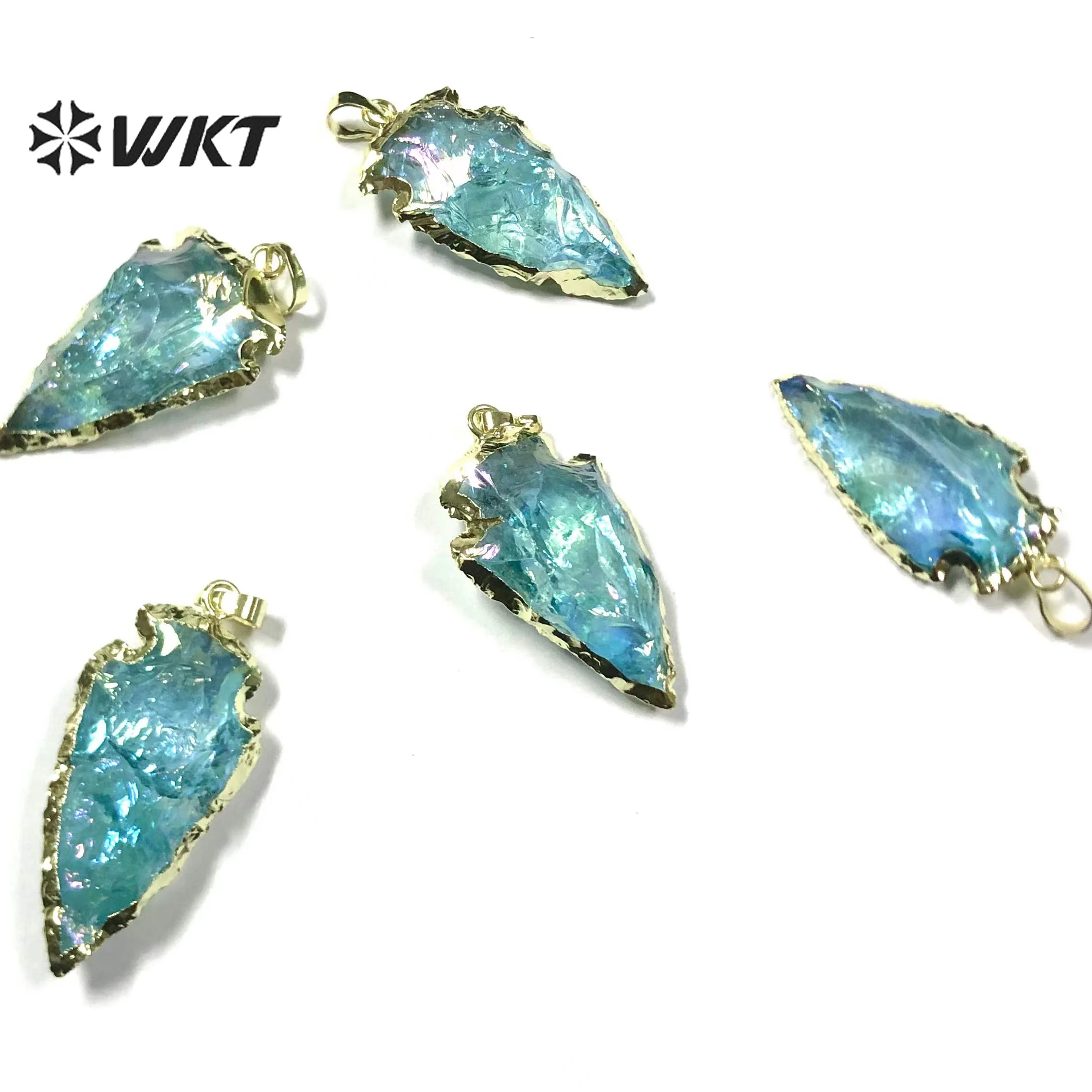 WT-P1776 WKT 2023 Trendy Style Simple Design Natural Aqua Raw Crystal Quartz Pendants Blue Jewelry Grand Wedding ACC